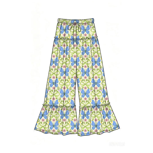 Preorder (moq 5)Baby Girls Bows Flowers Butterfly Bell Bottom Pants