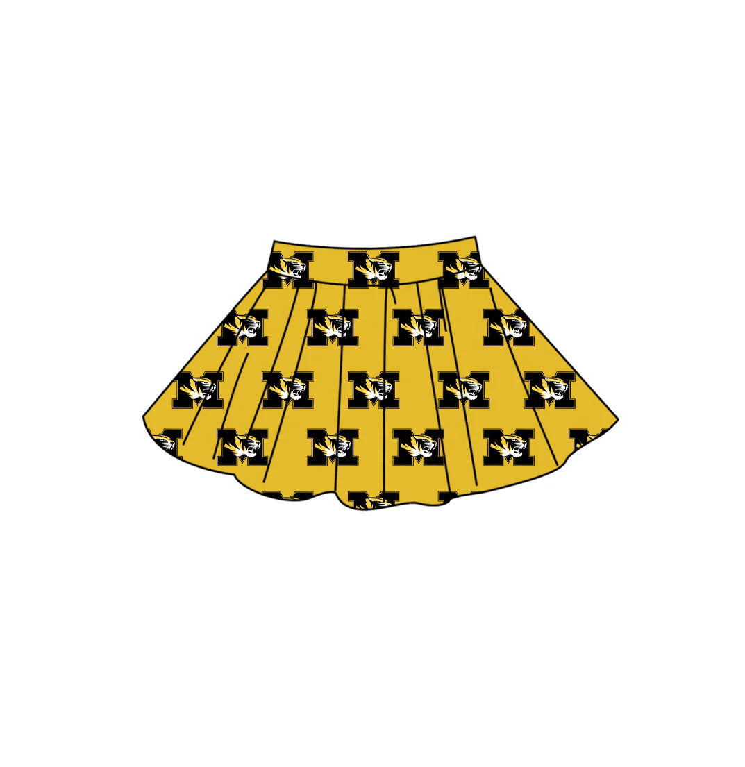 Preorder (moq 5)Baby Girls Yellow M Tigers Team Skirt Shorts Bottom