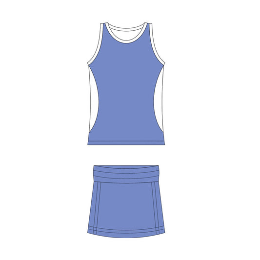 Preorder moq 10 Baby Girls Purple Sleeveless Activity Wear Vest Top Short Skirts Yoga Set