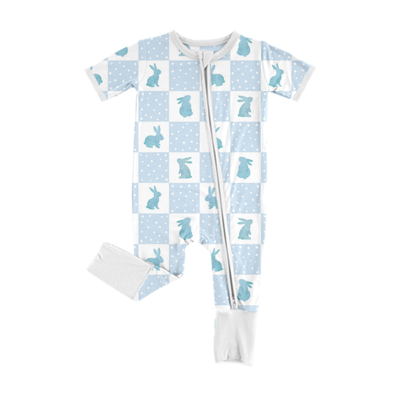 Preorder(moq5)  Baby Clothes High-Quality Easter Bunny Print Short Sleeve Romper