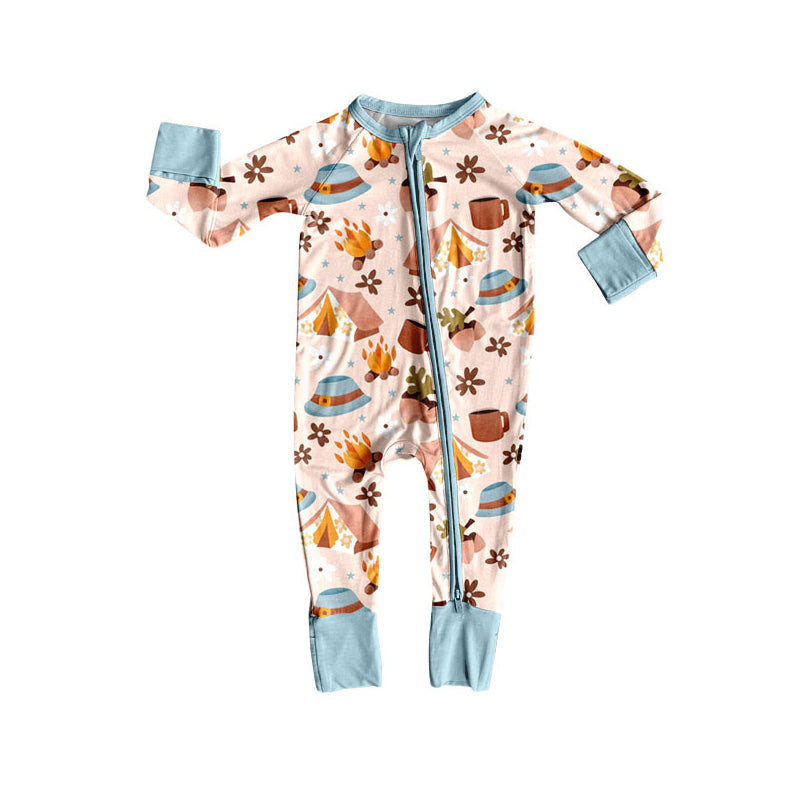 Preorder (moq 20)Baby Boys Bamboo Hats Fire Adventure Zippy Footie Rompers