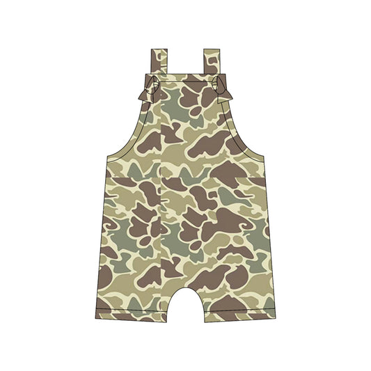 Preorder moq 5 Baby Boys Straps Light Green Camouflage Rompers