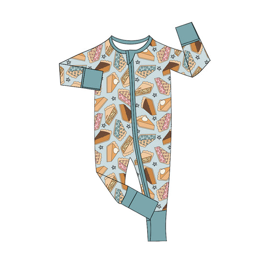 Preorder (moq 5)Baby Boys Cakes Thanksgiving Two Way Zip Convertible Rompers
