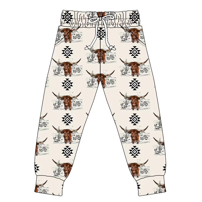 Preorder(moq 5) Adult Women Pockets Aztec Highland Cows Pants Jogger Bottoms