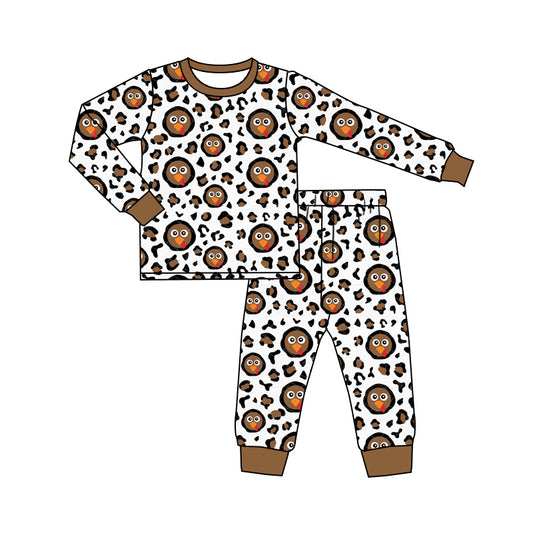 Baby Boys Thanskgiving Turkey Long Sleeve Tops Pants Pajamas Outfits Sets Preorder(moq 5)