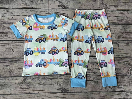 Baby Boys Easter Tractor Eggs Shirts Pants Pajamas Clothes Sets