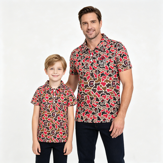 Daddy and Me Boys Southern Camo Bulldogs Team Button Polo Shirts Tops