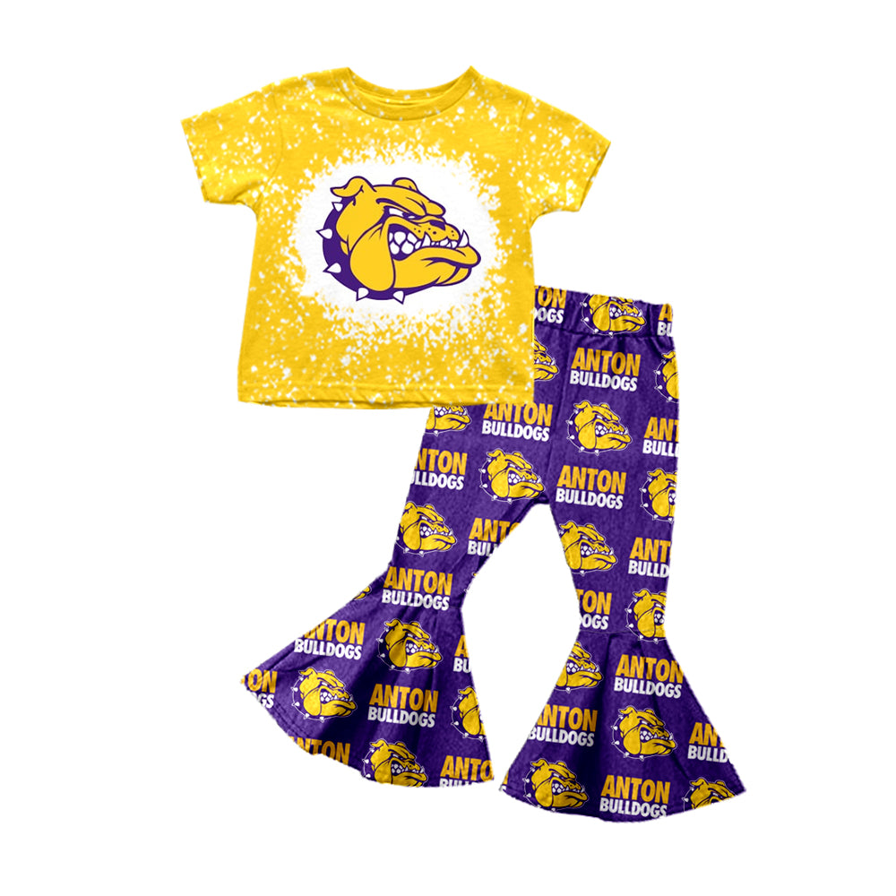 Baby Girls Bulldogs Team Top Shirt Bell Pants Clothes Sets split order preorder Dec 2nd