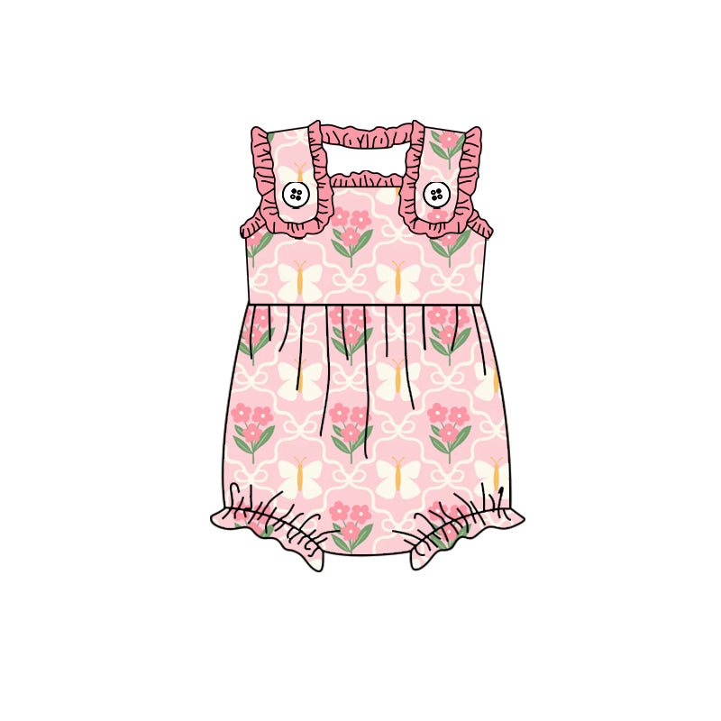 Infant Baby Girls Flowers Bows Straps Rompers preorder(moq 5)