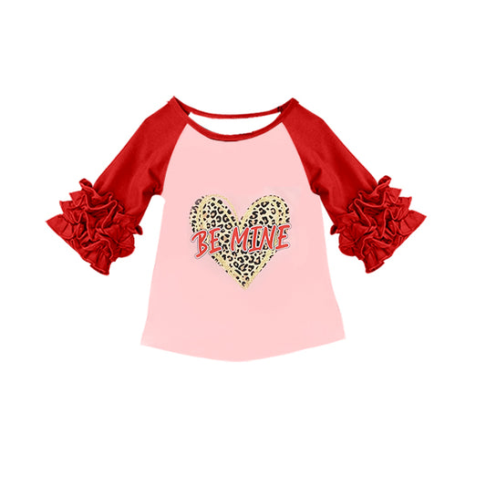 Baby Girls Be Mine Hearts Valentines Long Sleeve Shirts preorder(MOQ 5)