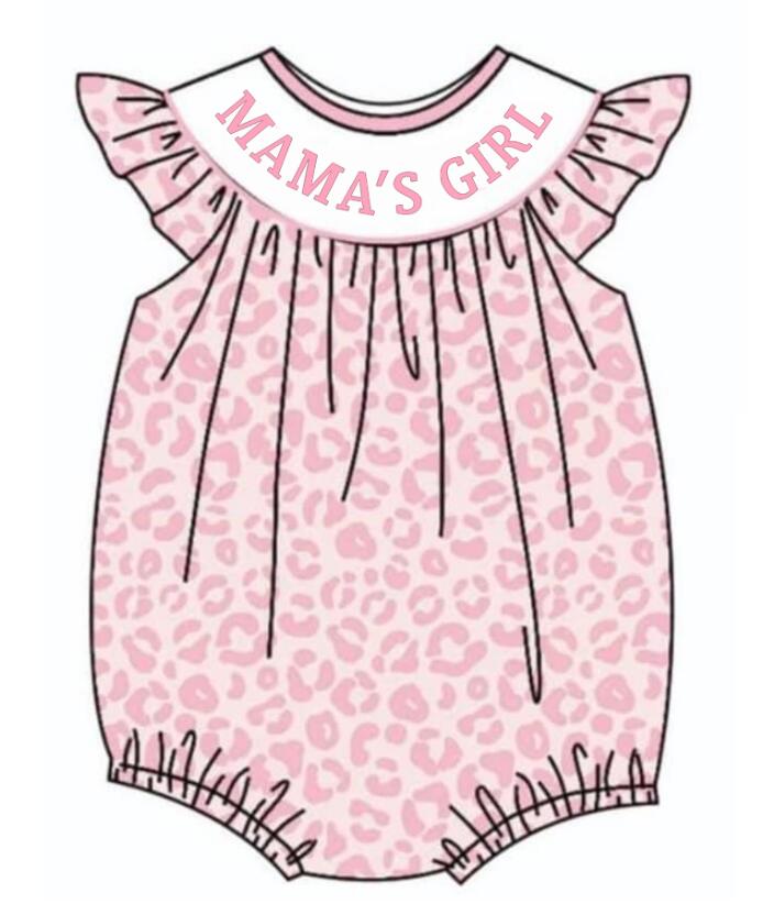 Baby Infant Girls Mama's Girl Pink Leopard Rompers preorder(moq 5)