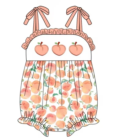 Baby Infant Girls Peach Straps Rompers preorder split order May 23rd
