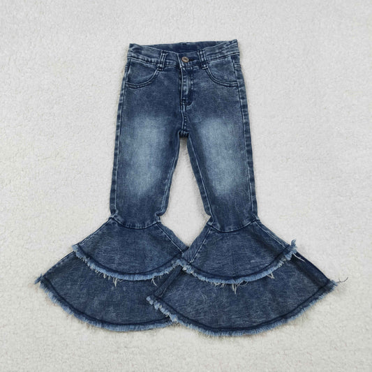 Washed Blue ruffle denim jeans