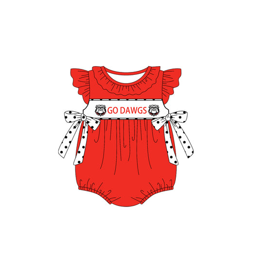Preorder(moq 5)Baby Infant Girls Go Dawgs Team Bows Rompers