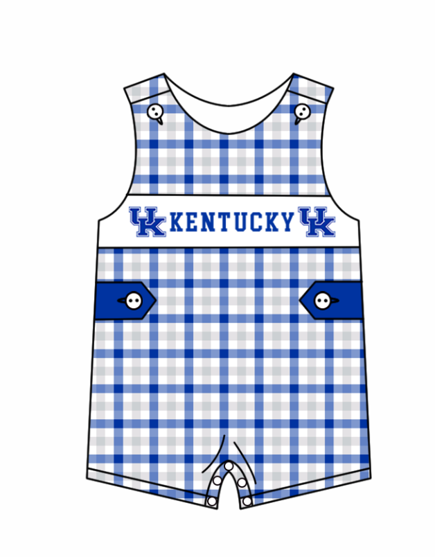 Preorder (moq 5)Baby Boys Kentucky UK Blue Checked Team Shorts Rompers