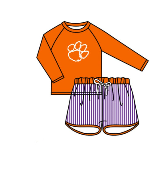 Preorder moq 5 Baby Boys Pawls Long Sleeve Top Stripe Shorts Team Swimsuits