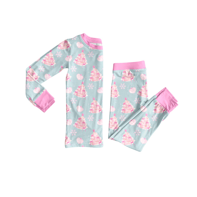 Preorder (moq 5)Baby Girls Pink Long Sleeves Cakes Trees Top Pant Pajamas Sets