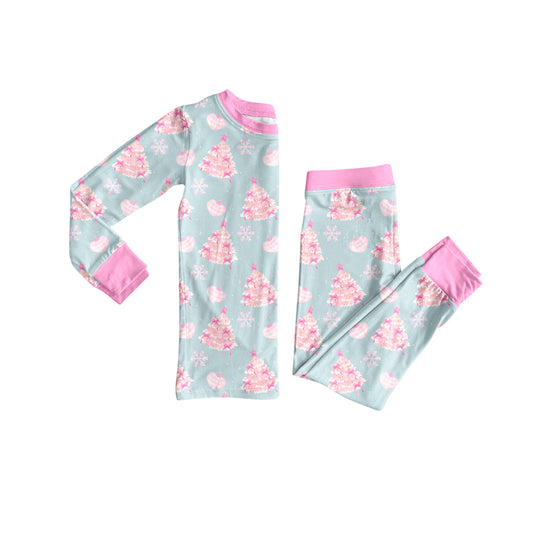 Preorder (moq 5)Baby Girls Pink Long Sleeves Cakes Trees Top Pant Pajamas Sets