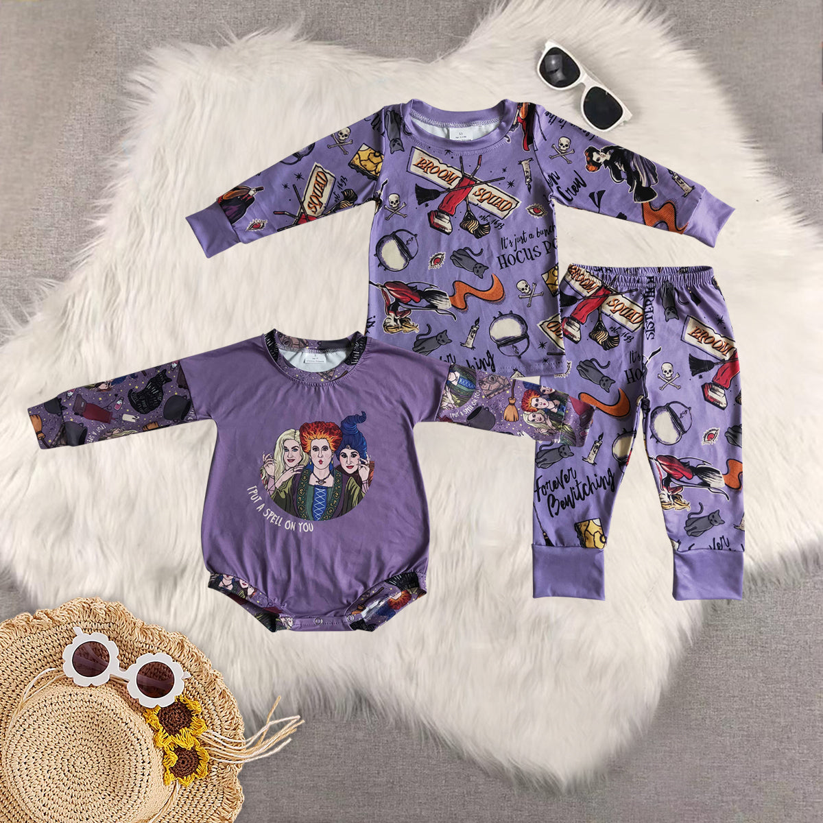 Sibling Baby Boys Halloween Witch Pajamas Pants Clothes Sets Romper