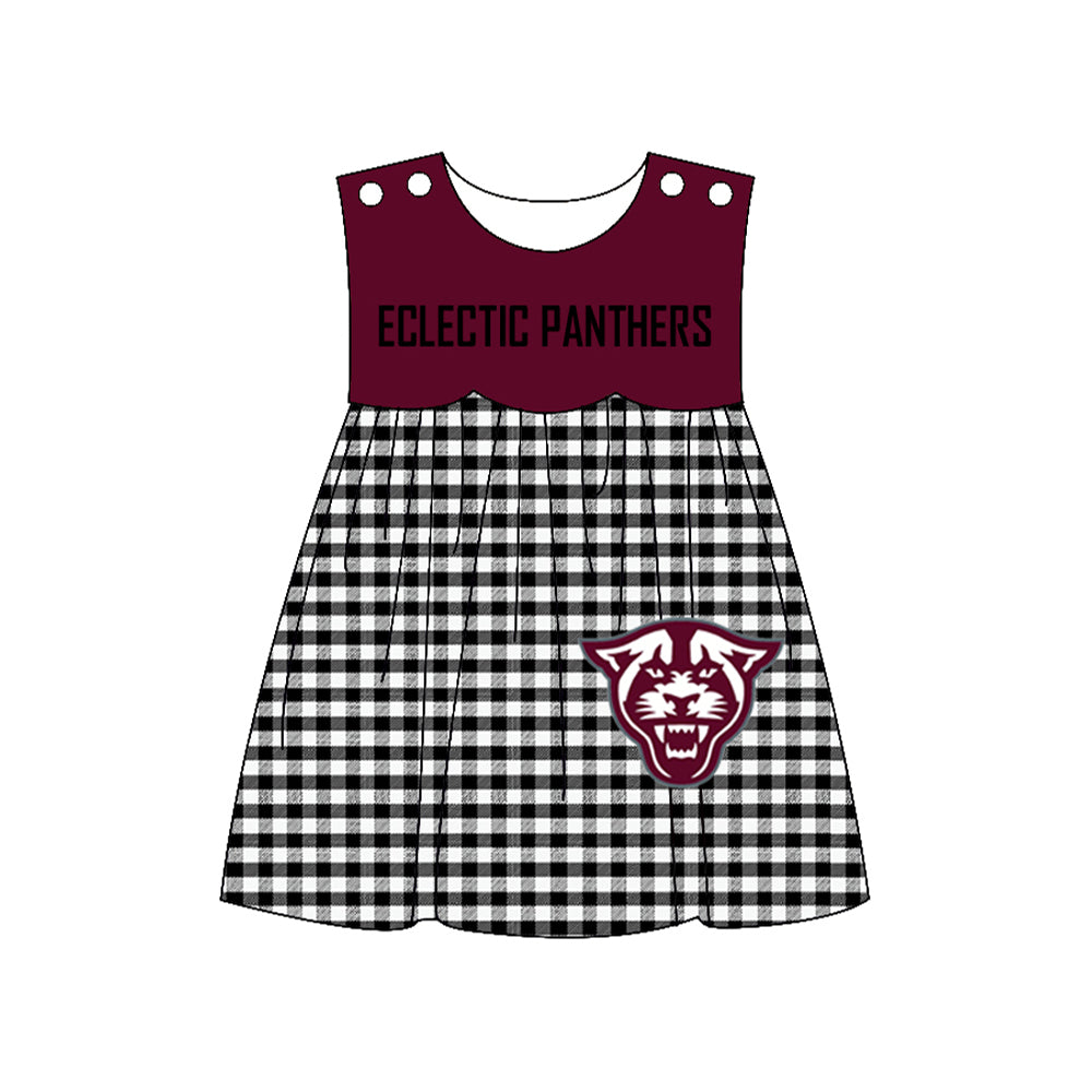Preorder moq 5 Baby Girls Eclectic panthers Team Knee Length Dresses
