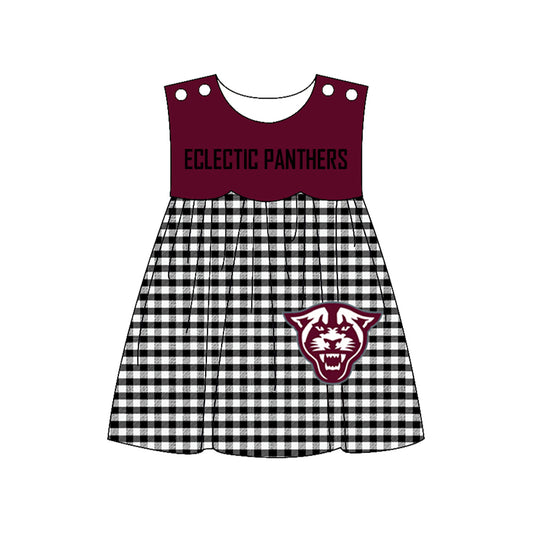 Preorder moq 5 Baby Girls Eclectic panthers Team Knee Length Dresses