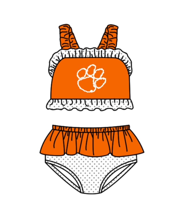 Preorder moq 5 Baby Girls Strap Pawls Vest Top Bummies Short Team Swimsuits