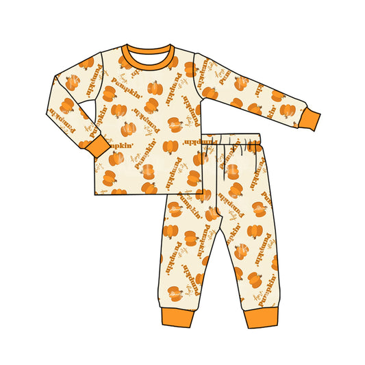 Preorder (moq 5)Baby Boys Long Sleeves Turkey Pumpkins Top Pockets Pant Pajamas Clothes Set