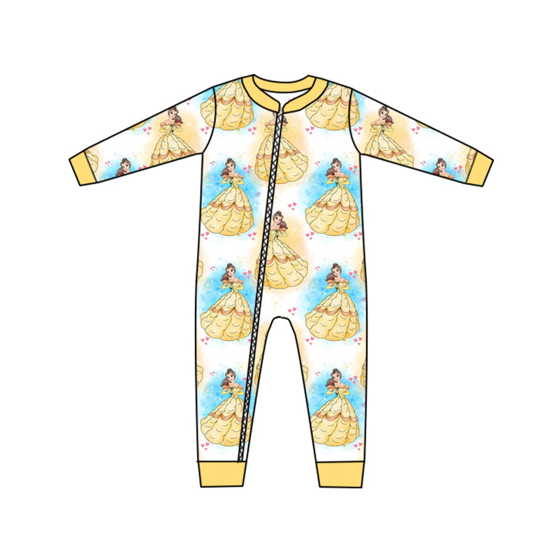 Baby Girls Long Sleeve Princess 8 Zip Rompers preorder(moq 5)