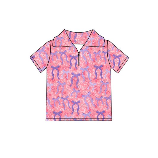 Preorder (moq 5)Baby Girls Colorful Bows Flowers Zip Pullovers Top