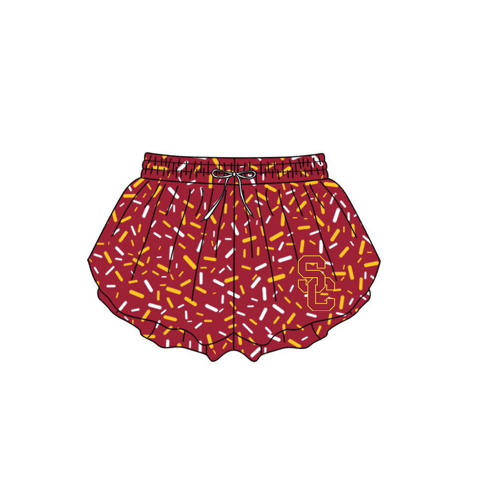 Preorder (moq 5)Baby Girls Red Sprinkles Drip USC Trojans Butterfly Shorts Bottom