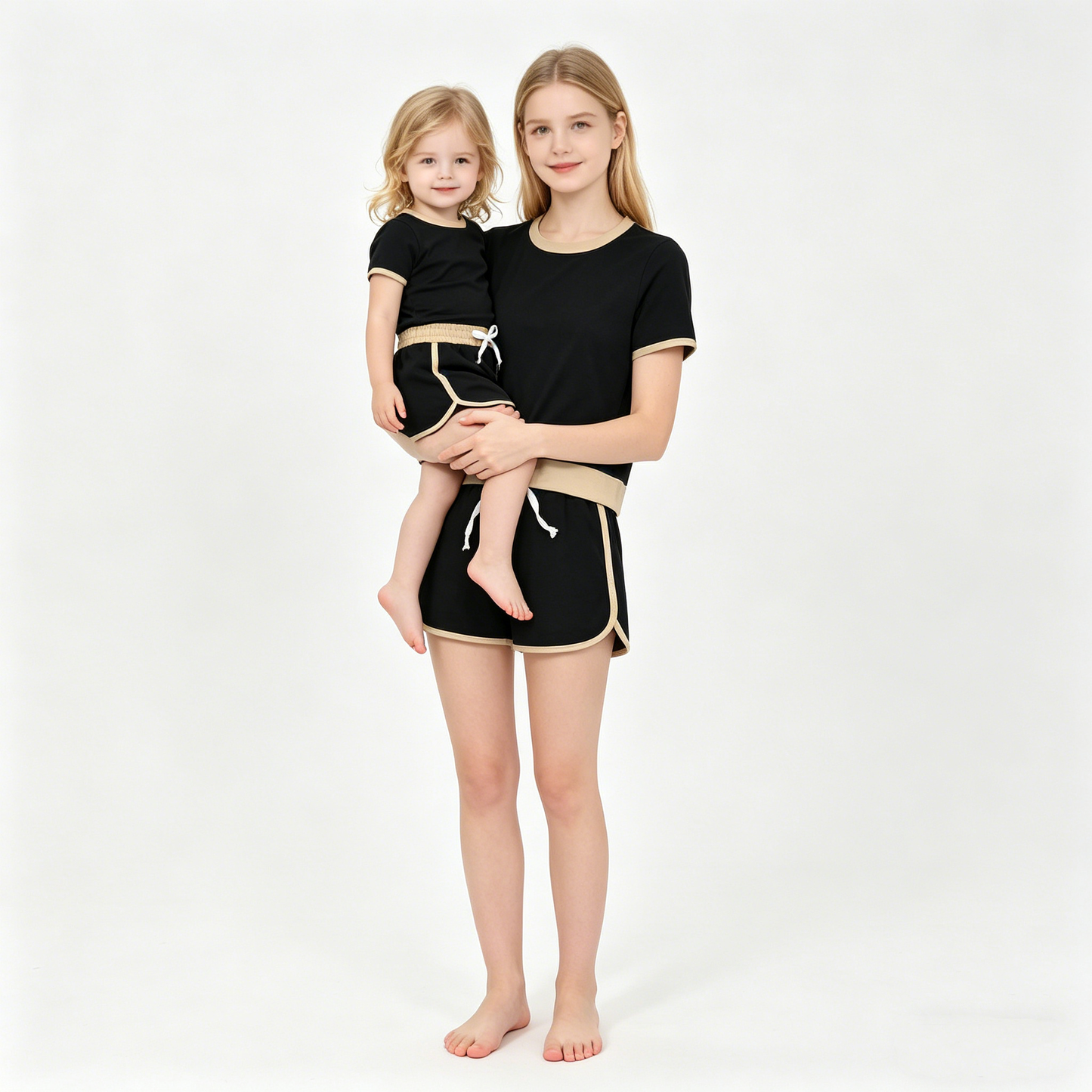 Mama and Me Girls Short Sleeve Top Skirt Short Cotton Clothes Sets