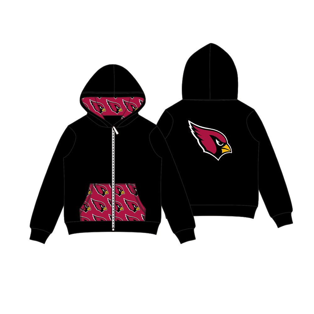 Preorder (moq 5)Baby Boys Black Eagle Team Pocket Zipper Hoodies Tops