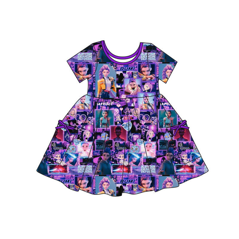 Preorder(moq 5) Baby Girls Cartoon Girls Pockets Knee Length Dresses