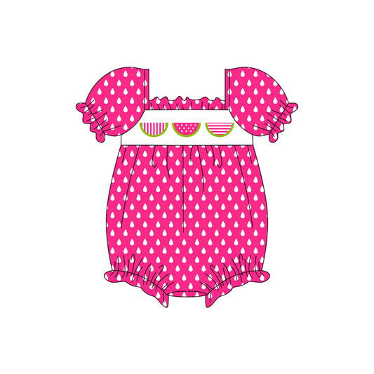 Preorder(moq 5)Baby Infant Girls Pink Polka Dots Watermelon Print Summer Rompers