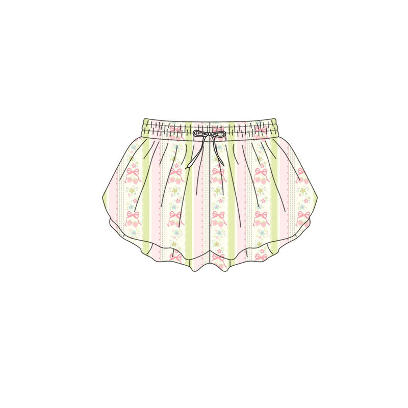Preorder(moq 5) Baby Girls Pink Bows Flowers Stripes Ruffle Shorts Bottom