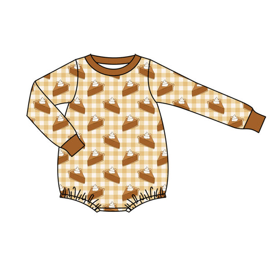 Preorder (moq 5)Baby Girls Long Sleeve Cakes Checked Thanksgiving Rompers