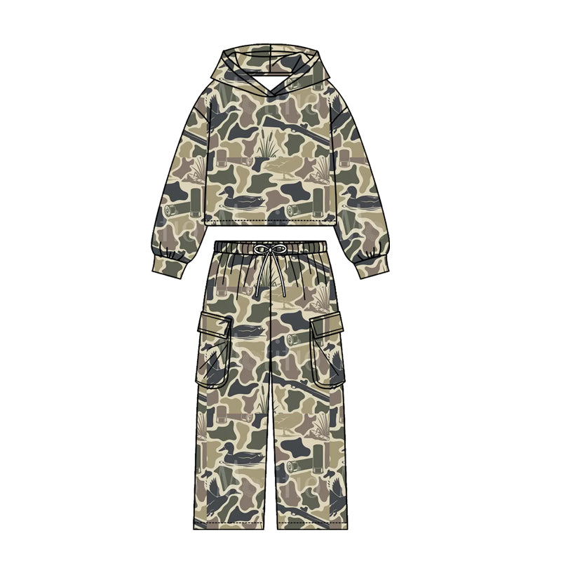 Preorder (moq5) Kids Camo Hunting Print Joggers Team Clothes Set