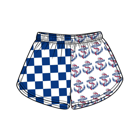 Preorder (moq 5)Baby Girls Hot Blue Checked Exporters Team Shorts Bottom