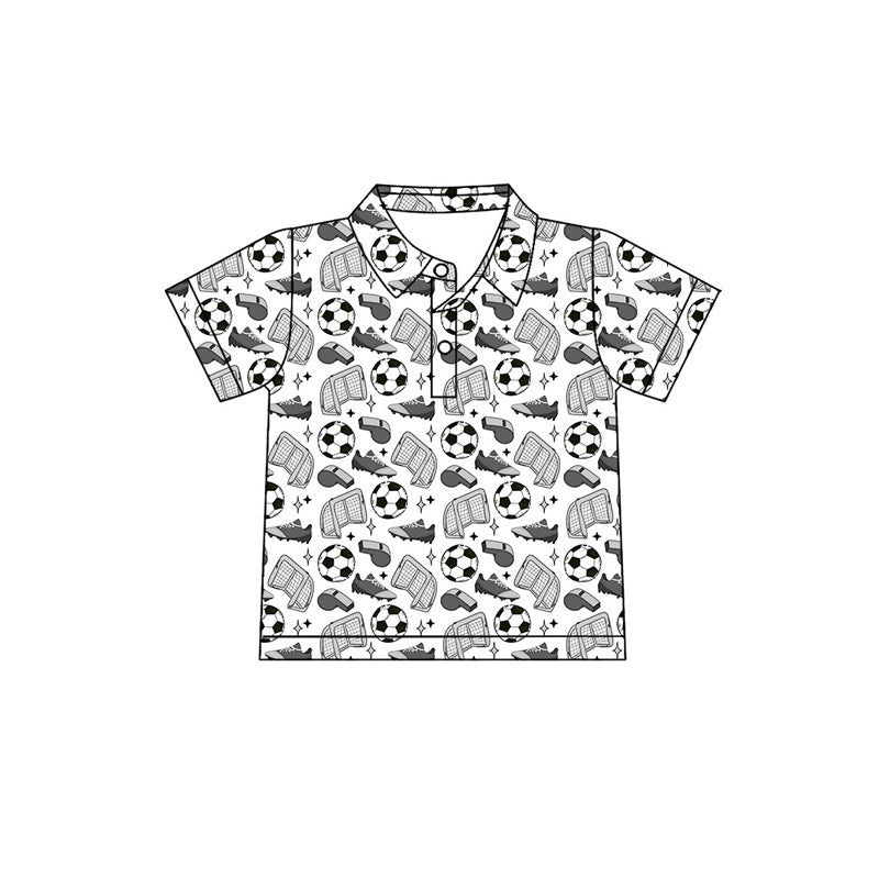 Preorder (moq 5)Baby Boys Short Sleeve Stars Footballs Team Button Polo Shirts Top