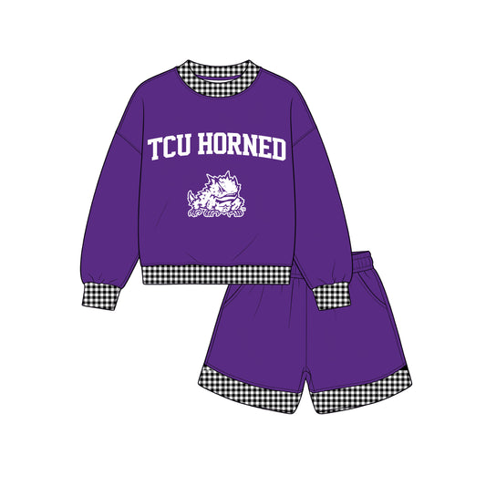 Preorder(moq 5)Baby Boys Long Sleeve Tcu Horned Top Pockets Shorts Team Clothes Sets