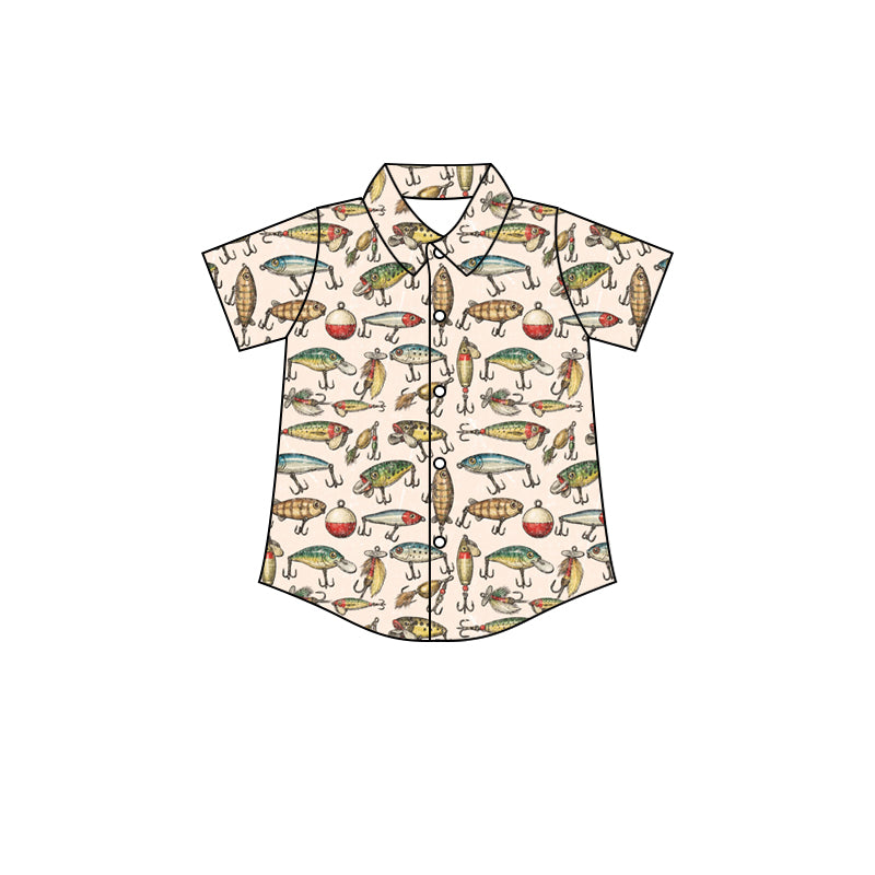 Preorder (moq 5)Baby Boys Short Sleeve Fishing Hunting Button Shirts Top