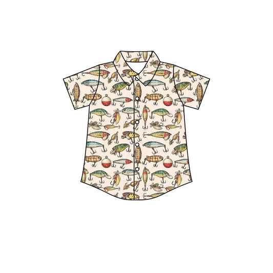 Preorder (moq 5)Baby Boys Short Sleeve Fishing Hunting Button Shirts Top