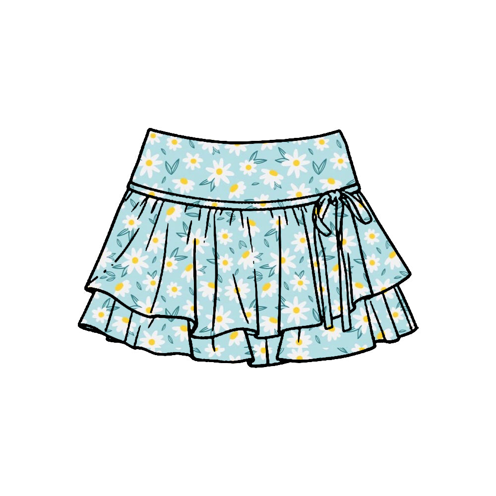 Preorder (moq 5)Baby Girls Daisy Flowers Double Ruffle Skirt Shorts Bottom