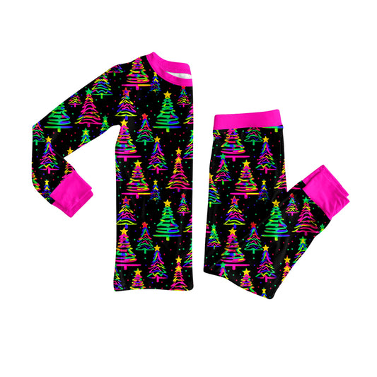 Preorder (moq 5)Baby Girls Long Sleeves Colorful Trees Stars Top Pants Pajamas Set