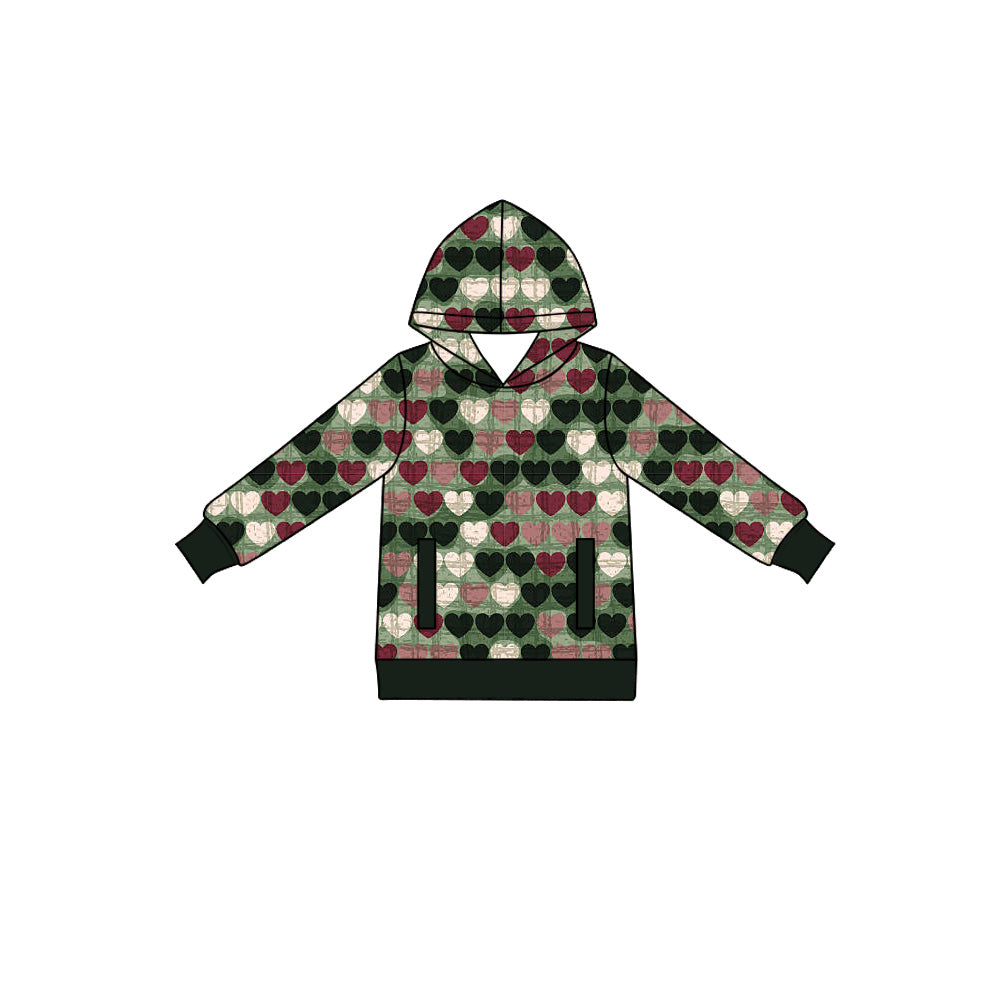 Preorder (moq5) Baby Boys Colorful Hearts Checked Valentines Pockets Hoodies Top