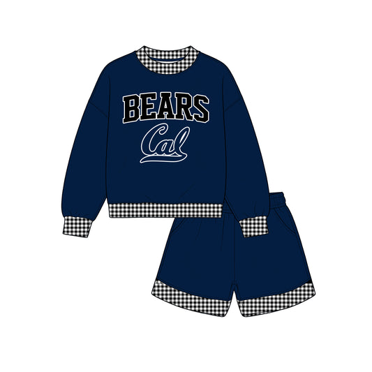 Preorder(moq 5)Baby Boys Long Sleeve Bears Top Pockets Shorts Team Clothes Sets