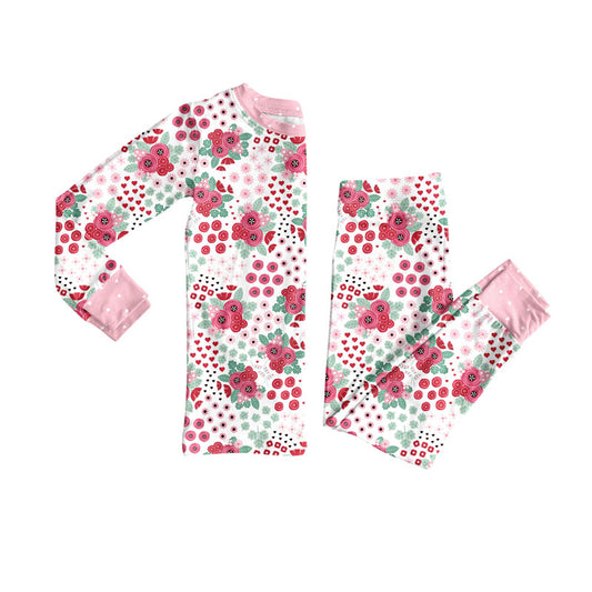 Preorder (moq 5)Baby Girls Long Sleeve Pink Flowers Top Pants Pajamas Sets