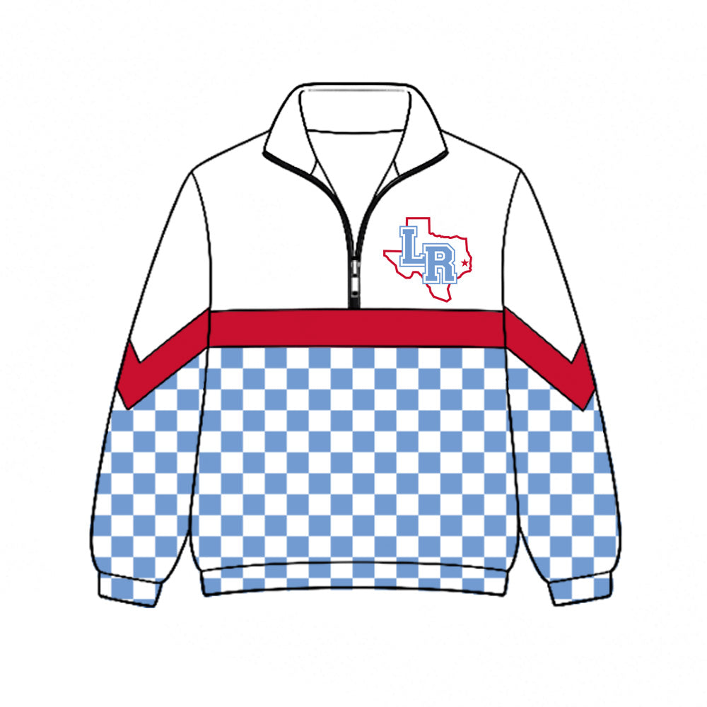 Preorder (moq 5)Baby Boys Light Blue Checked LR Team Zip Pullovers Top