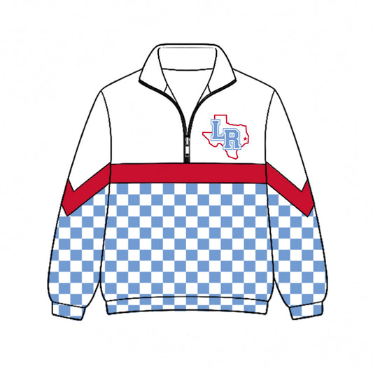 Preorder (moq 5)Baby Boys Light Blue Checked LR Team Zip Pullovers Top