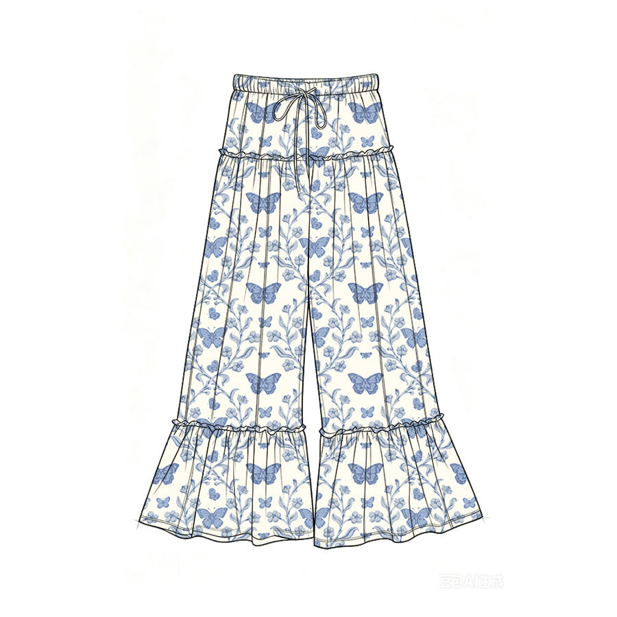 Preorder (moq 5)Baby Girls Bows Flowers Butterfly Bell Bottom Pants